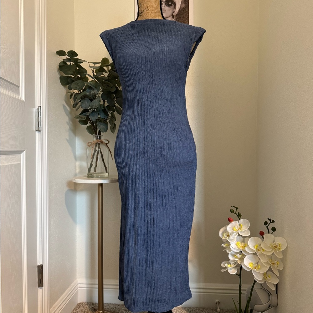 SHEIN Long Sleeve Blue Dress